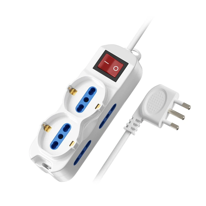 Ewent Regleta con 6 Tomas - 4 Tomas L + 2 Tomas L/F (Schuko) - Interruptor On/Off - Proteccion Infantil - Enchufe Italiano Plano en Angulo - Cable de  1