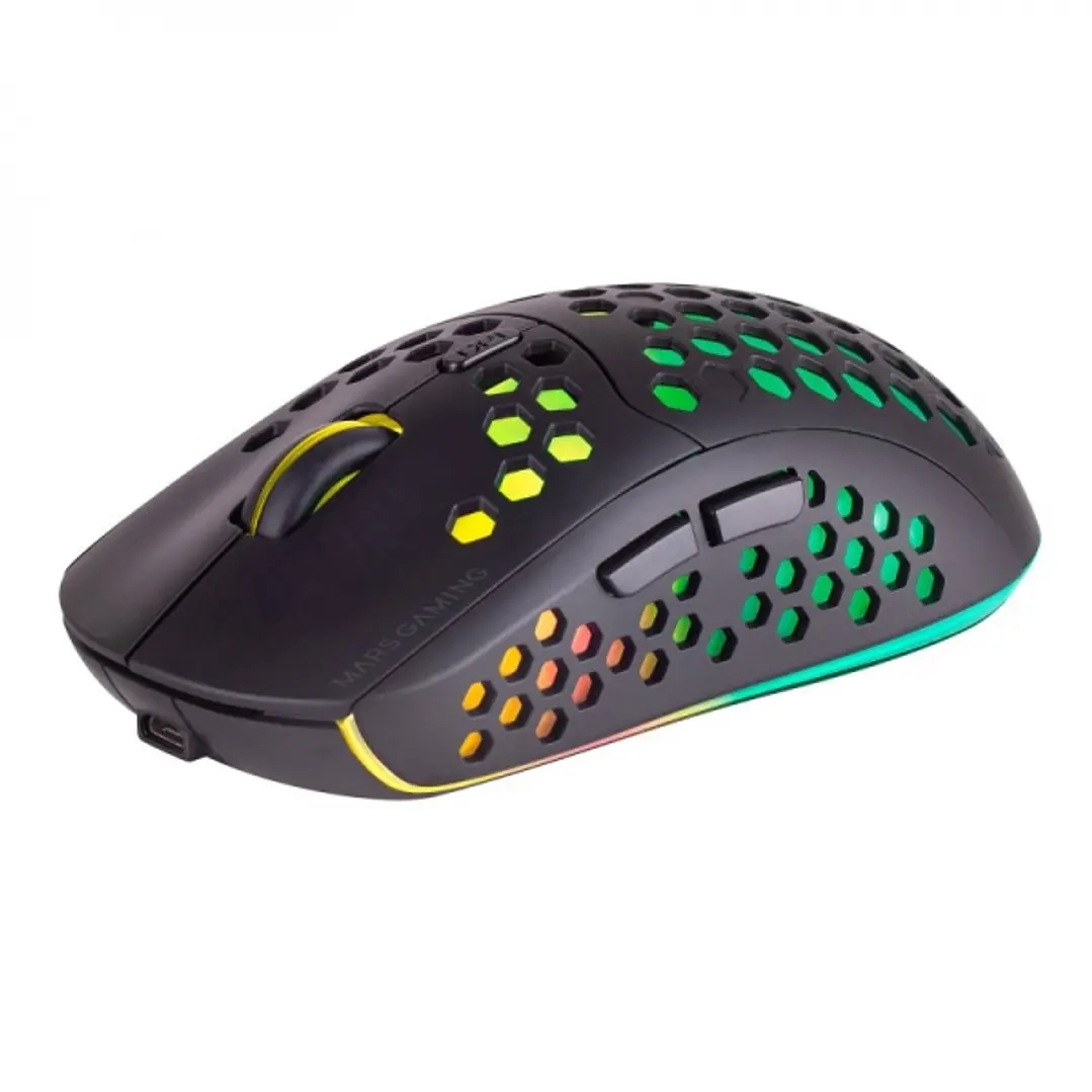 Mars Gaming MMW3 Raton Inalambrico Ultraligero - RGB Flow - Sensor Optico 3200 DPI - Switches HUANO - Conexion 2.4G - Bateria Recargable - Color Negro 1
