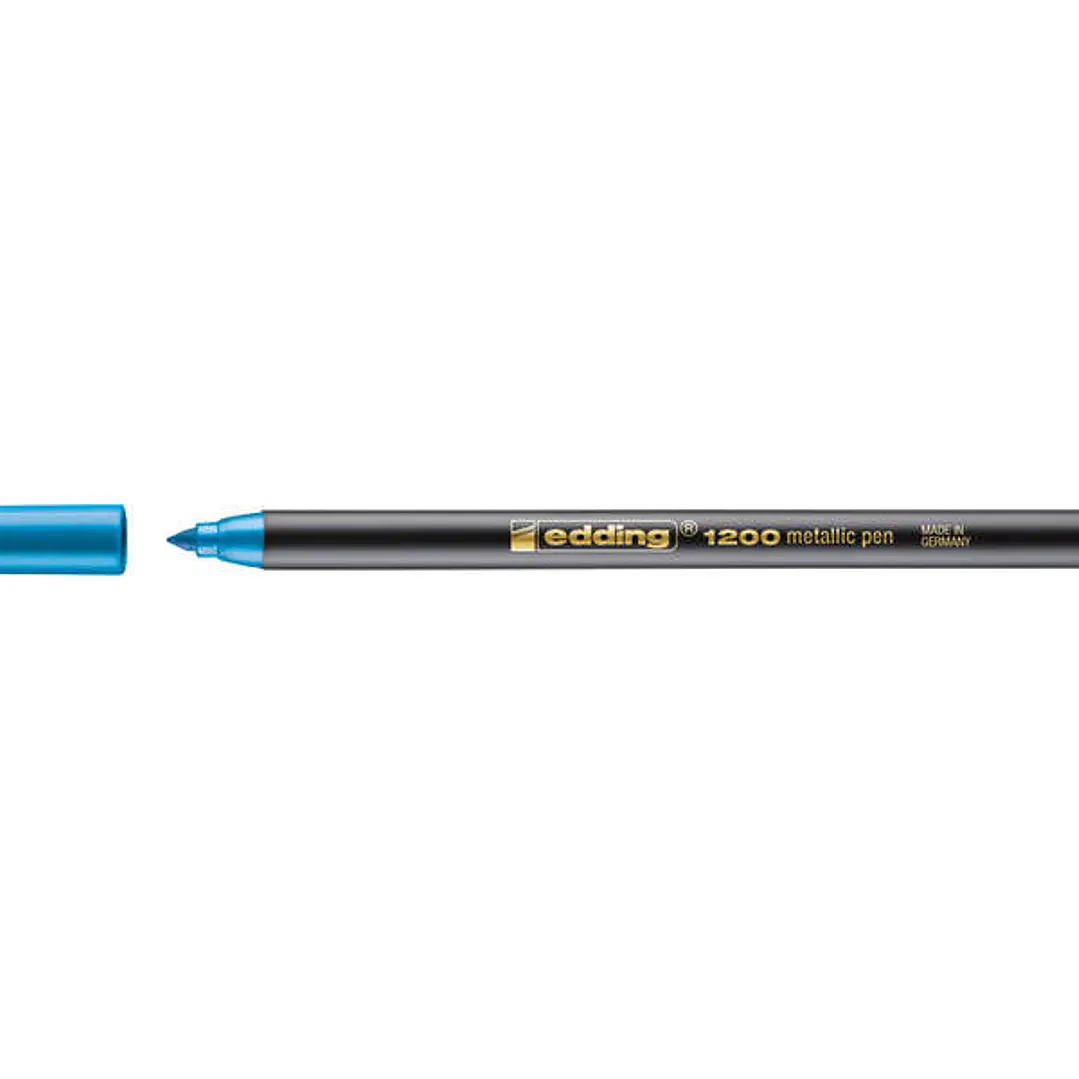 Edding 1200 Rotulador - Punta Redonda - Trazo 1mm - Tinta con Base de Agua - Color Azul Metalizado 1