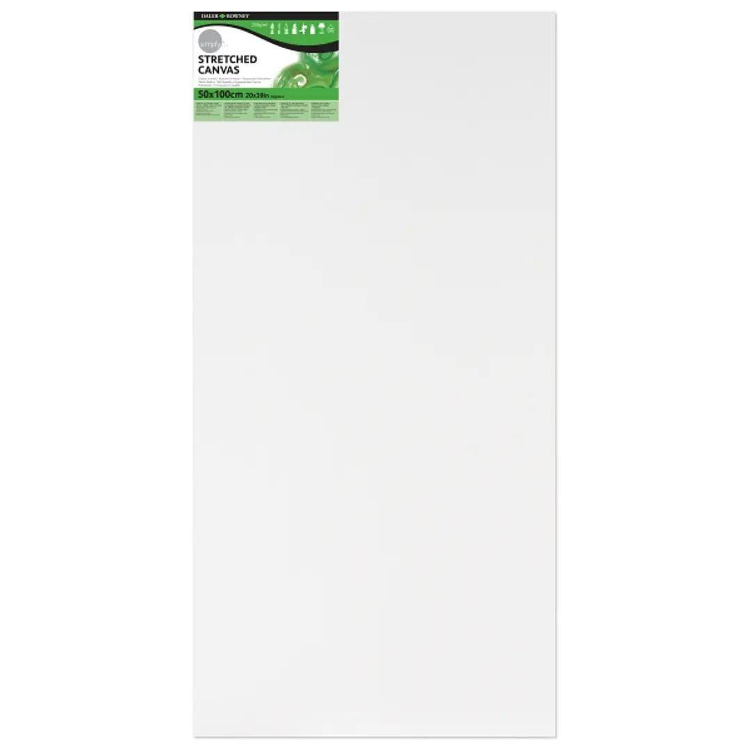 Daler Rowney Simply Bastidor Entelado - 50x100cm - Imprimacion Triple - Grano Medio - 100% Algodon sin Acido - 250g - Color Blanco 1