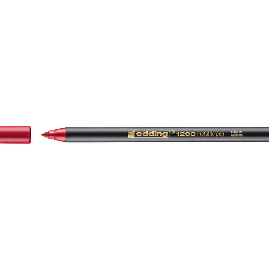 Edding 1200 Rotulador - Punta Redonda - Trazo 1mm - Tinta con Base de Agua - Color Rojo Metalizado 1