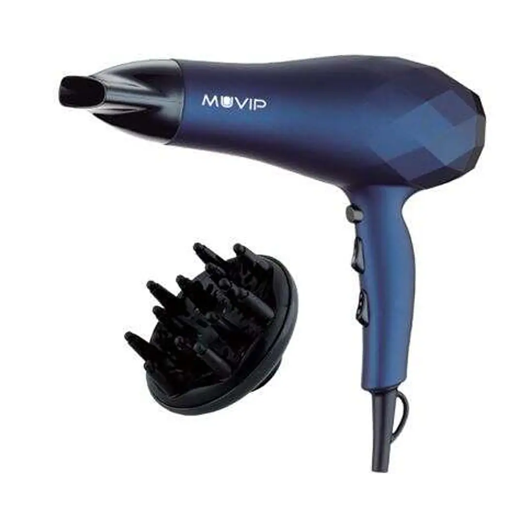 Muvip Secador de Pelo 2200W - 2 Velocidades - 3 Temperaturas de Secado - Gran Difusor de Aire - Color Azul 1
