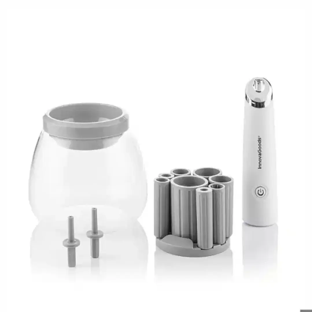 Innovagoods Maklin Limpiador y Secador Automatico de Brochas de Maquillaje - Velocidad 7000rpm - Inalambrico - 12x10cm - Color Blanco y Gris 1