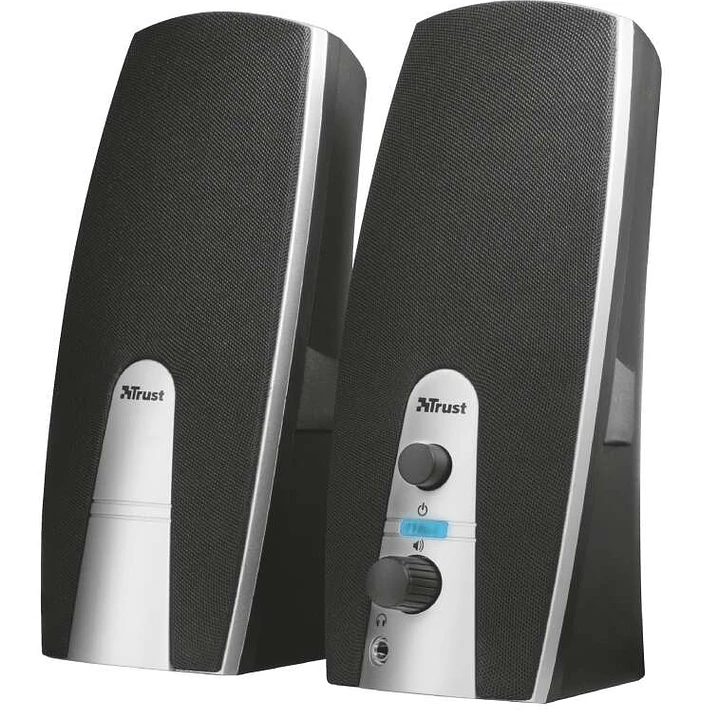 Trust MiLa Altavoces USB 2.0 10W - Entrada y Salida Jack 3.5mm - Cable de 1.20m - Color Negro/Plata 1