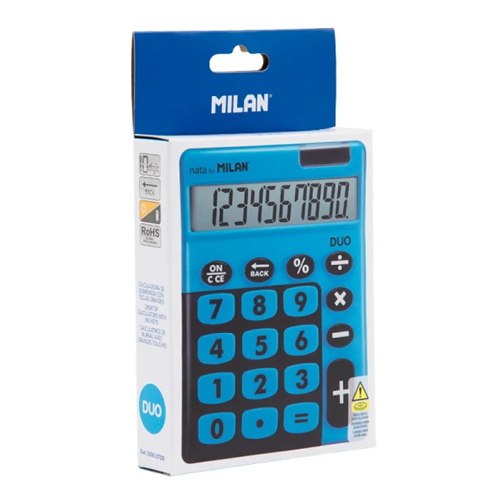 Milan Duo Calculadora de Sobremesa - 10 Digitos - Embalaje de Carton - Color Azul 1