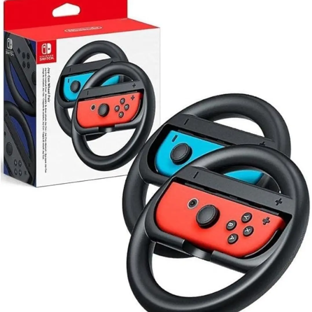 Nintendo Pack de 2 Volantes para Joy-Con - Mejor Agarre - Inmersion en Juegos de Carreras - No Incluye Mandos - Color Rojo y Azul 1