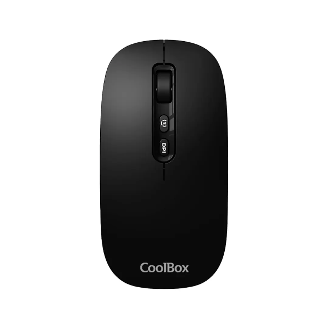Coolbox W02 Raton Inalambrico - Bluetooth y RF 2.4GHz - Super Ligero - Boton Acceso Copilot - Recargable Por USB-C - DPI Ajustable - Sensor Optico - C 1