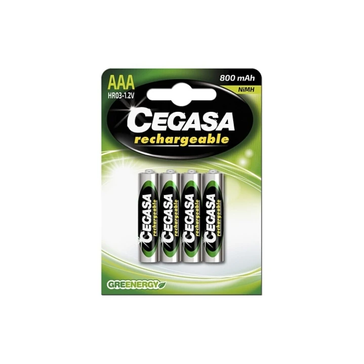 Cegasa Rechargeable Pack de 4 Pilas Recargables AAA HR03 800mAh 1