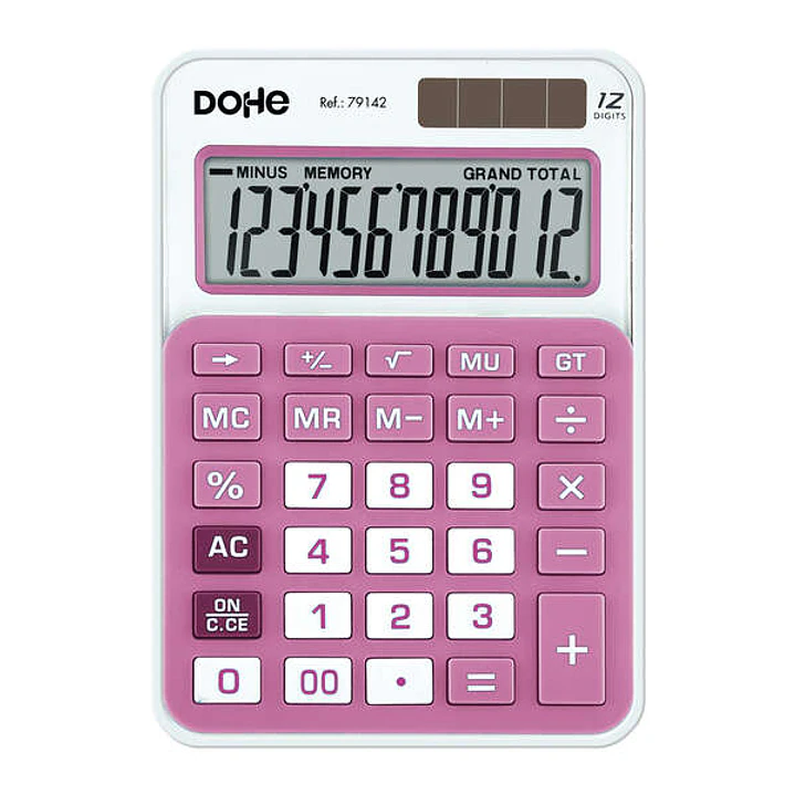 Dohe Calculadora Electronica de 12 Digitos - Alimentacion Solar y a Pilas - 4 Teclas de Memoria - Apagado Automatico - Teclas de Gran Formato - Funcio 1