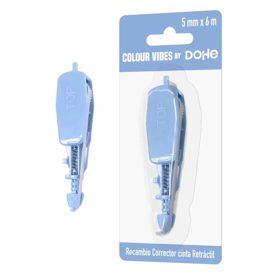 Dohe Colour Vibes Recambio de Cinta Correctora - 5mm x 6m - Retractil - Color Azul 1