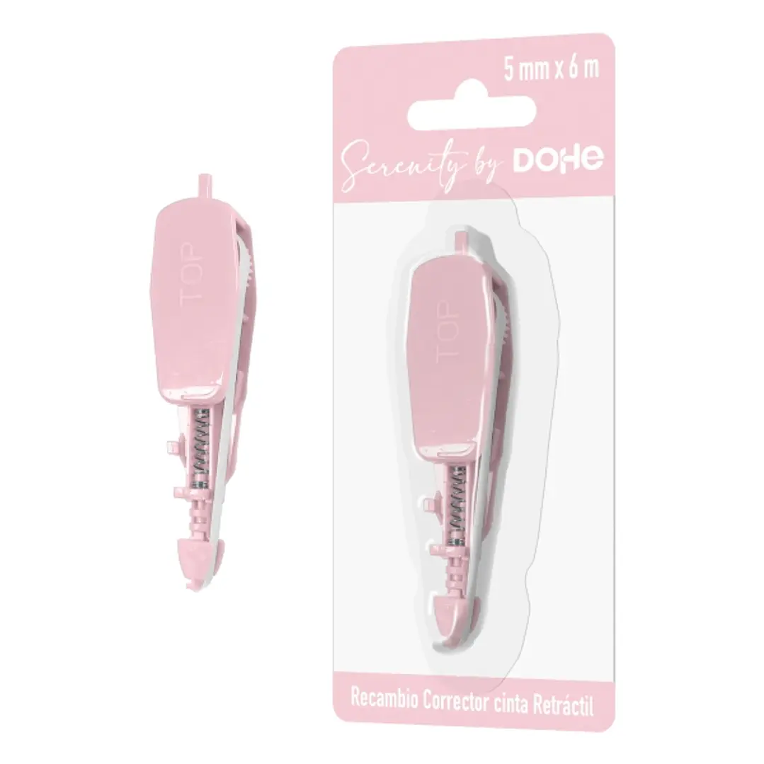 Dohe Serenity Recambio de Cinta Correctora - 5mm x 6m - Retractil - Color Rosa 1
