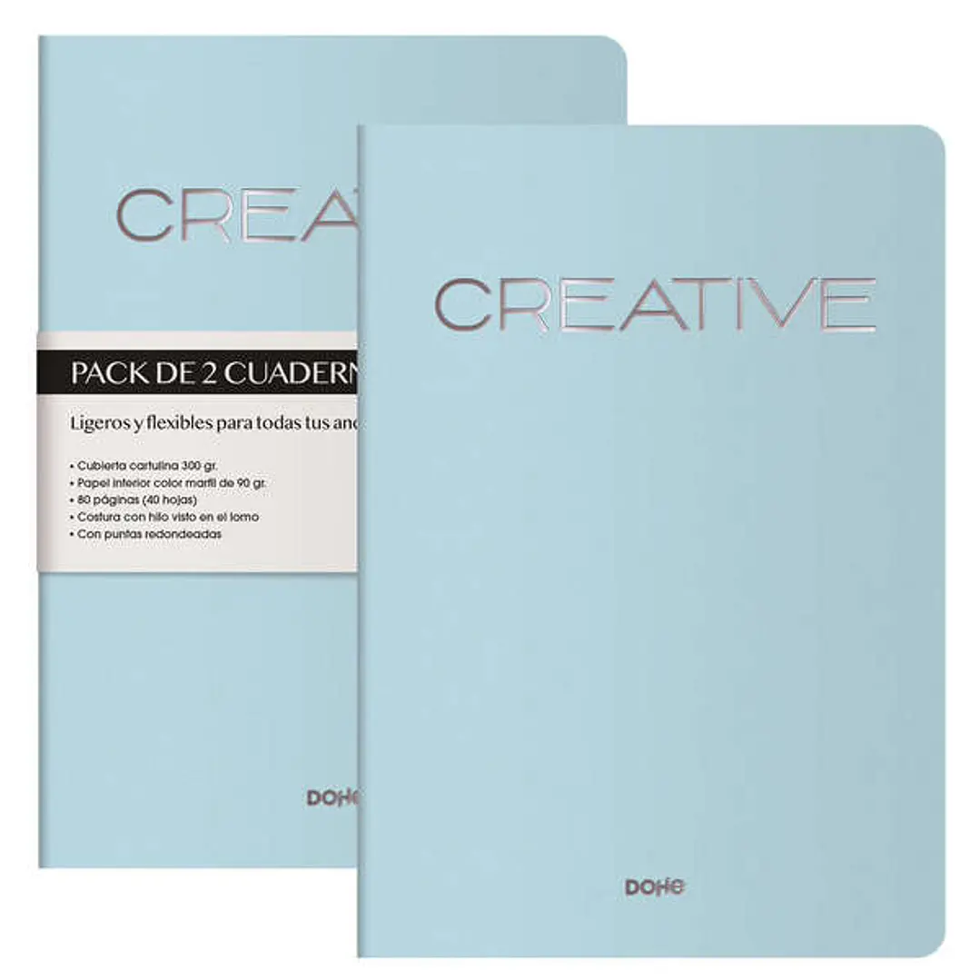 Dohe Creative Cuaderno Notebook A4 40 Hojas Lisas - Papel Ahuesado 90 g/m2 - Tapa en Cartulina 300g/m2 - Color Azul 1