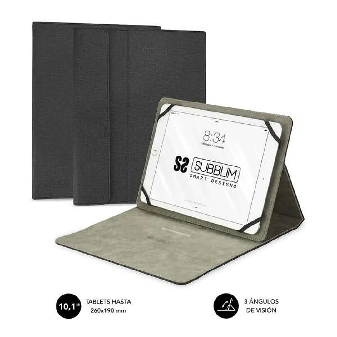 Subblim Clever Stand Case - Funda Universal para Tablet - Diseño Moderno y Elegante - Posicion Stand con 3 Angulos de Vision - Adaptable a Todos Los M 1