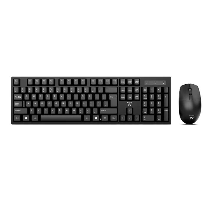 Ewent Pack Teclado + Raton Inalambrico para Oficina - Receptor USB-A 2.4Hz - 1000dpi - Disposicion Portuguesa QWERTY PT - Incluye Pilas AA/AAA - Color 1