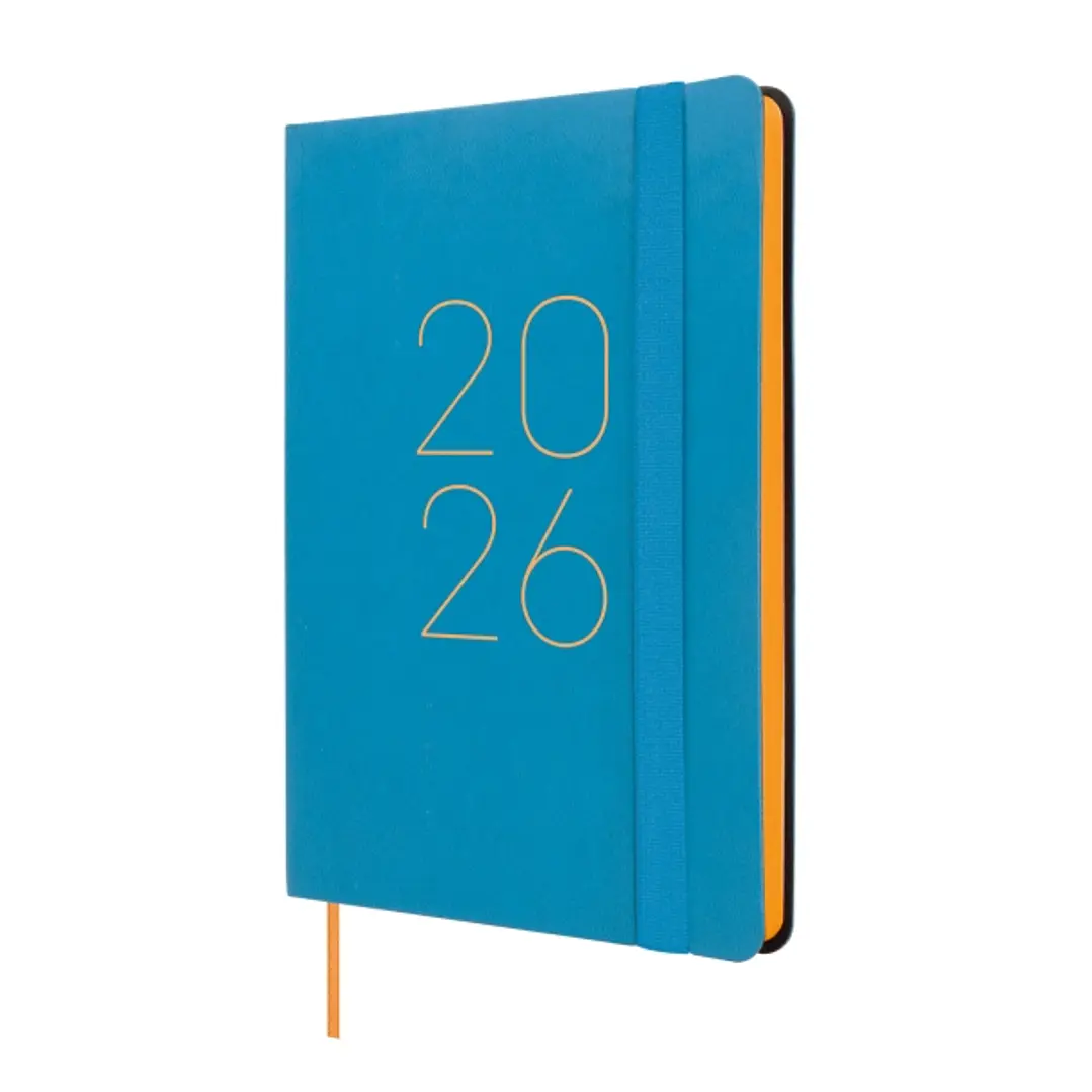 Finocam Flexi Lisa Agenda - Anual 2026 - Tapa Blanda - Formato F4 - 120x13x172mm - Semana Vista Horizontal - Color Azul 1