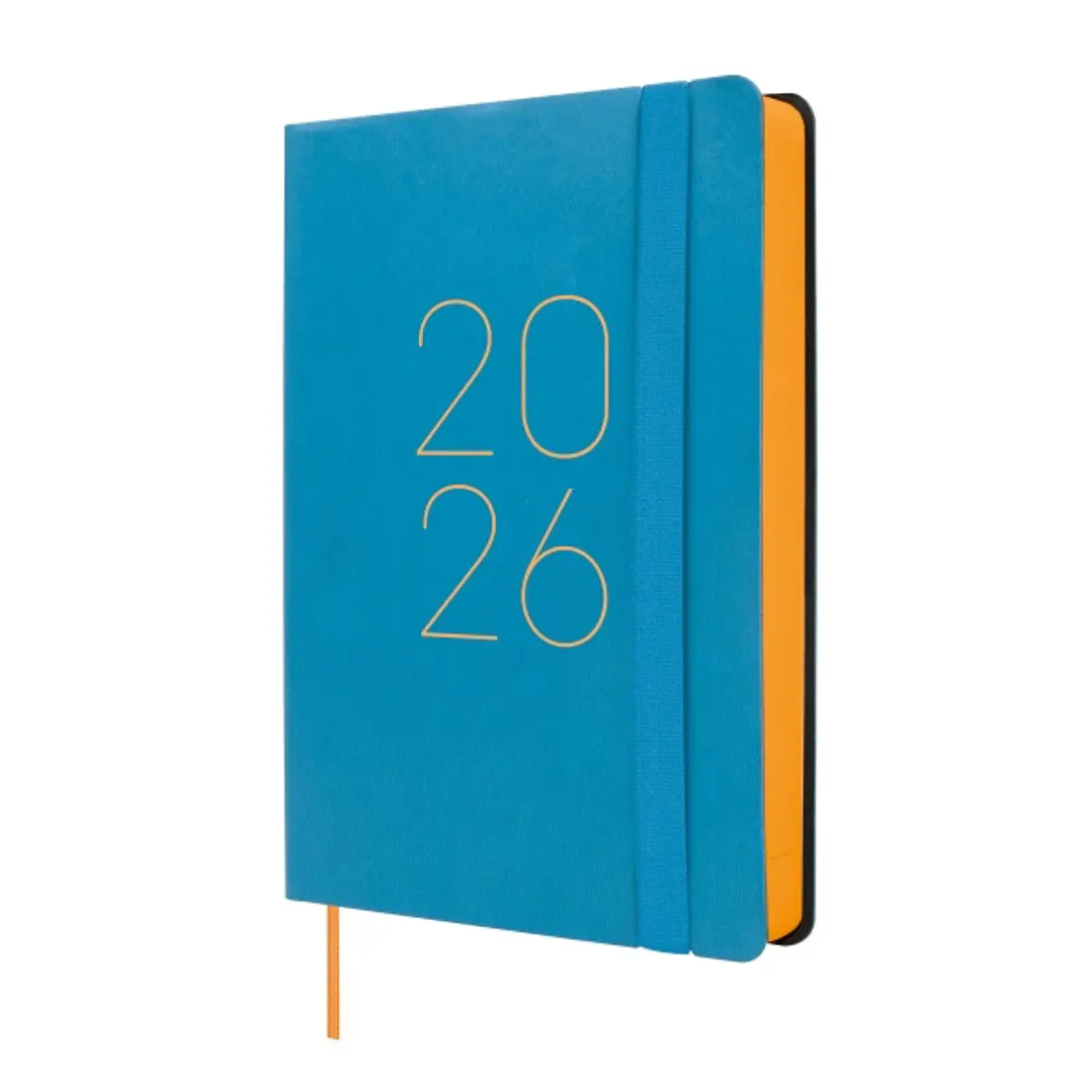 Finocam Flexi Lisa Agenda - Anual 2026 - Tapa Blanda - Formato F4 - 120x23x172mm - 1 Dia por Pagina - Color Azul 1