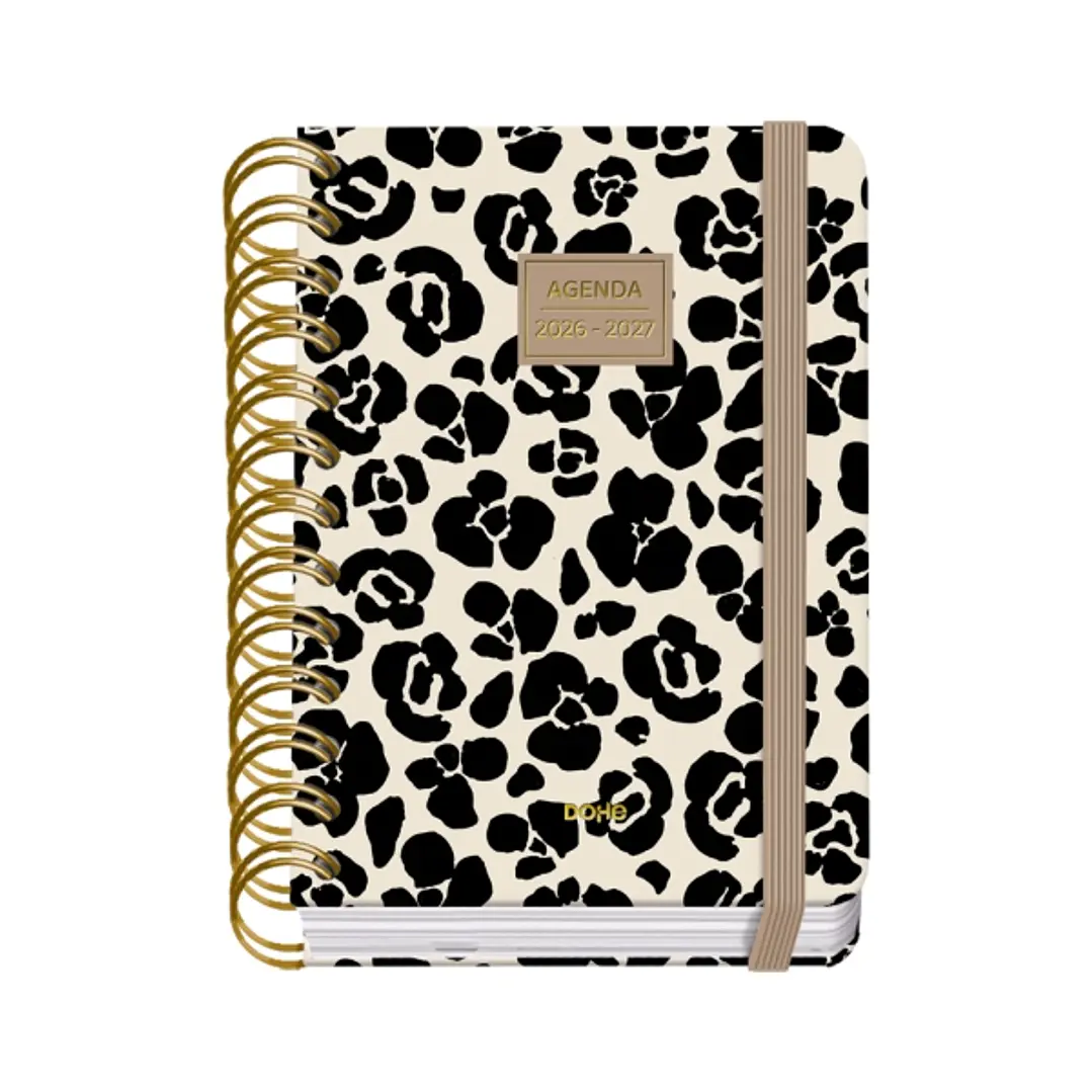 Dohe Premium Wild Agenda Escolar 26/27 - Formato A6 - Dia Pagina - Papel Offset Ahuesado 80g - Cubierta de Carton Plastificado - Espiral Metalica Dobl 1