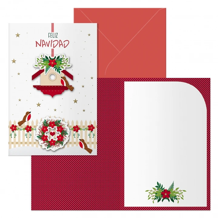 Dohe Bird House Pack de 6 Tarjetas de Felicitacion Navideña con Sobre - Tamaño Cerrada 11.5x17cm, Abierta 23x17cm - Papel Offset - Impresas a todo Col 1