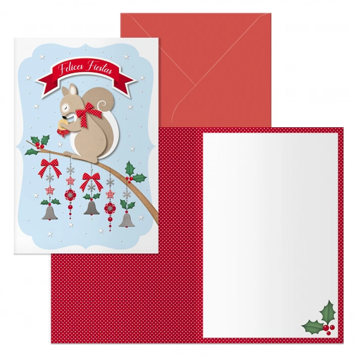 Dohe Ardilla Pack de 6 Tarjetas de Felicitacion Navideña con Sobre - Tamaño Cerrada 11.5x17cm, Abierta 23x17cm - Papel Offset - Impresas a todo Color 1