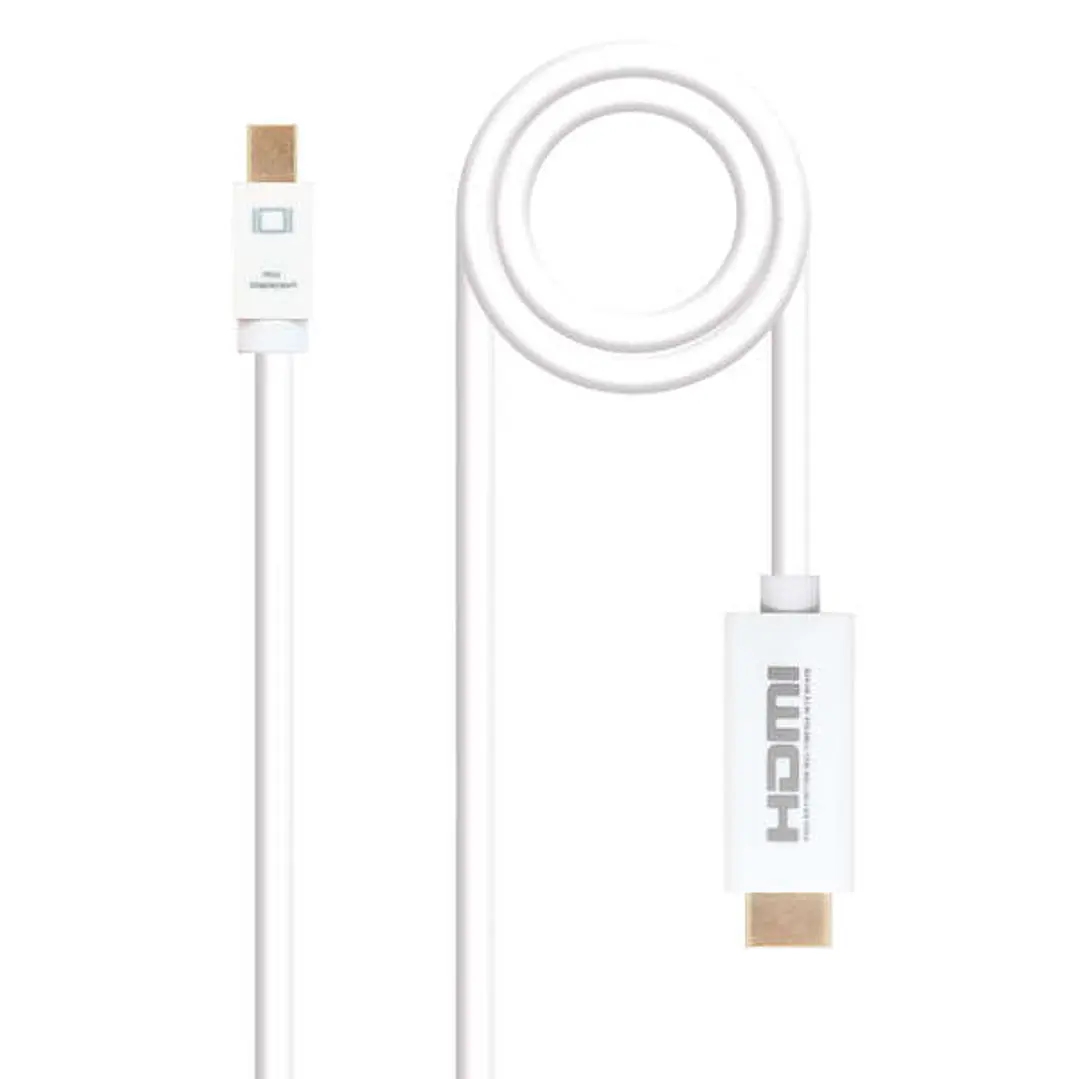 Nanocable Cable Conversor Mini DP Macho a HDMI v1.4 Macho 5m - Color Blanco 1