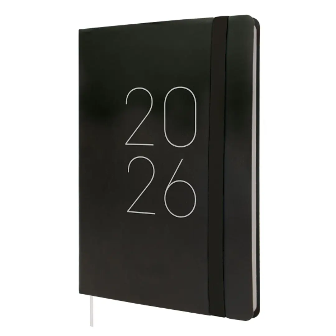 Finocam Flexi Lisa Agenda en Catalan - Anual 2026 - Tapa Blanda - Formato FA5 - 151x13x214mm - Semana Vista en Vertical - Color Negro 1