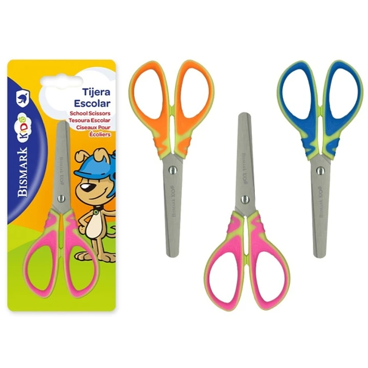 Bismark Kids Basic Tijera Escolar - Mangos en Plastico - Punta Roma - 3 Diseños Surtidos 1