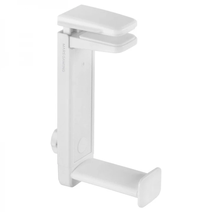 Mars Gaming MHH2 Soporte de Cascos - Instalacion Dual - Rotacion 360º - Sujeta Cables - Agarre Firme - Blanco - Color Blanco 1