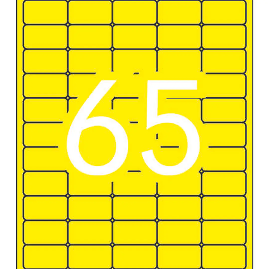 Apli Pack de 1.300 Etiquetas Amarillo Fluorescente 38.1x21.2mm - 20 Hojas x 65 Etiquetas - Adhesivo Permanente - Cantos Rectos 1