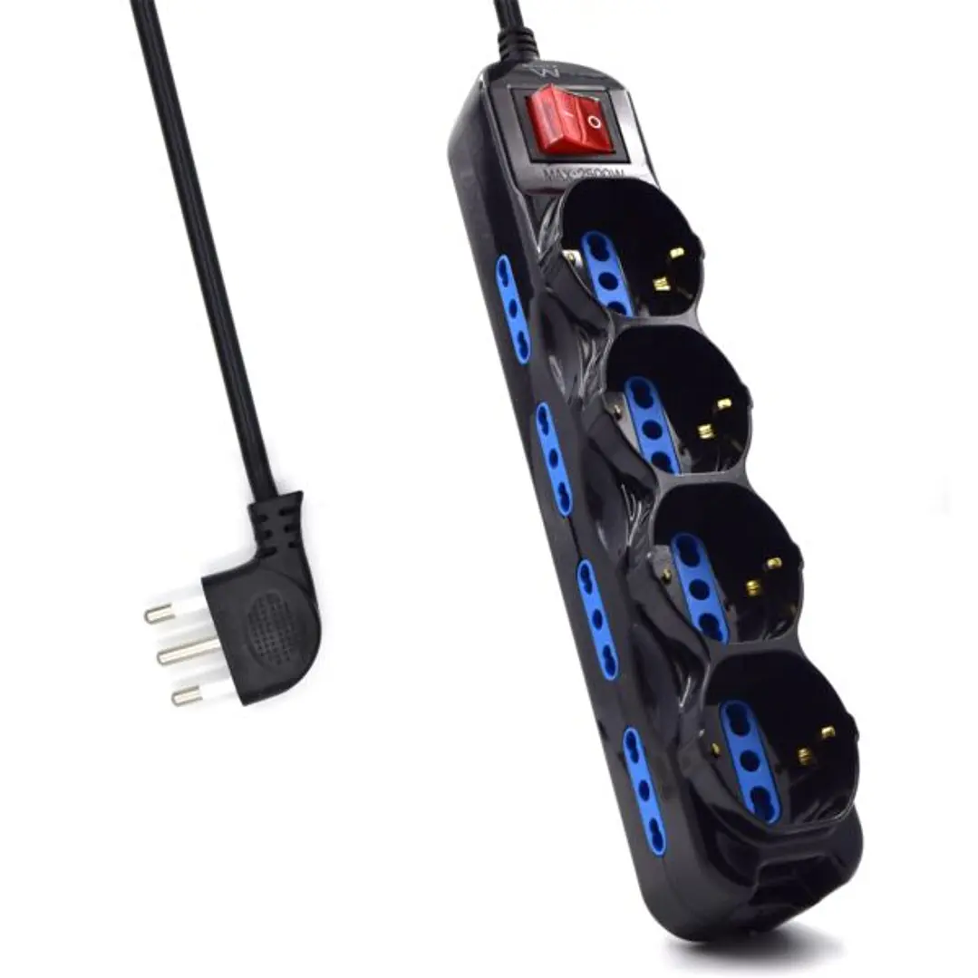 Ewent Regleta con 12 Tomas - 8 Tomas L + 4 Tomas L/F (Schuko) - Interruptor On/Off - Proteccion Infantil - Enchufe Italiano Plano en Angulo - Cable de 1