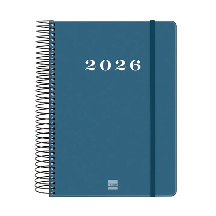 Finocam My Agenda de Espiral en Catalan - Anual 2026 - Tapa Dura Antirayaduras - Formato E10 - 185x20x212mm - 1 Dia por Pagina - Color Azul 1