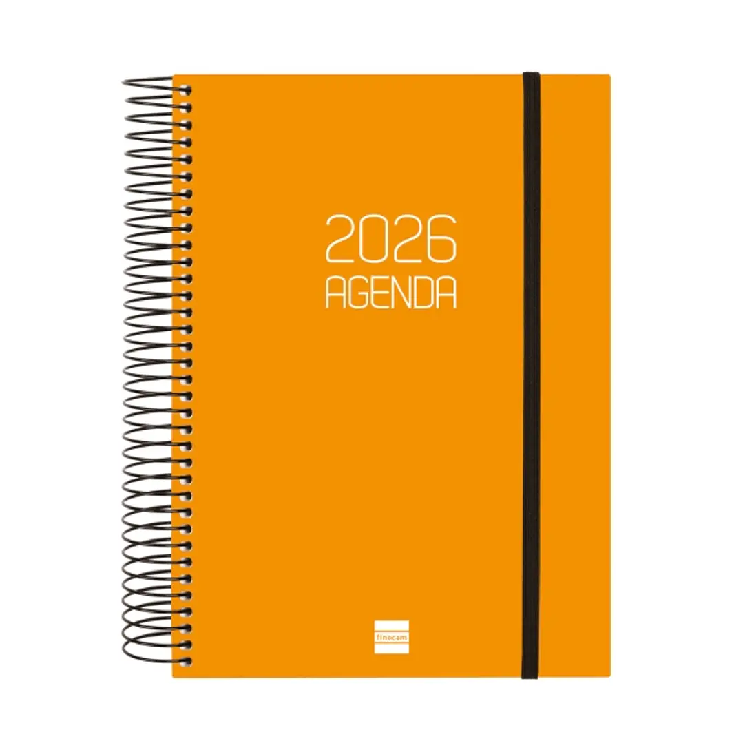 Finocam Opaque Agenda de Espiral en Catalan - Anual 2026 - Tapa Ligera - Cierre con Goma Elastica - Formato E10 - 175x29x212mm - 1 Dia por Pagina - Co 1