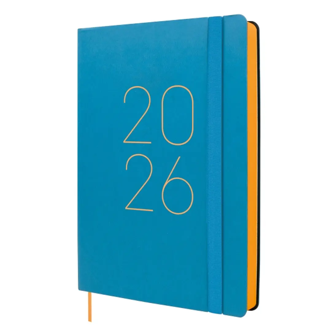 Finocam Flexi Lisa Agenda - Anual 2026 - Tapa Blanda - Formato FA5 - 151x23x214mm - 1 Dia por Pagina - Color Azul 1