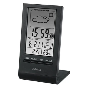 Hama Medidor de Temperatura y Humedad para Interior - Pantalla Digital - Reloj - Prevision Meteorologica - Visualizacion de Fases Lunares - 5.7x5x10.8
