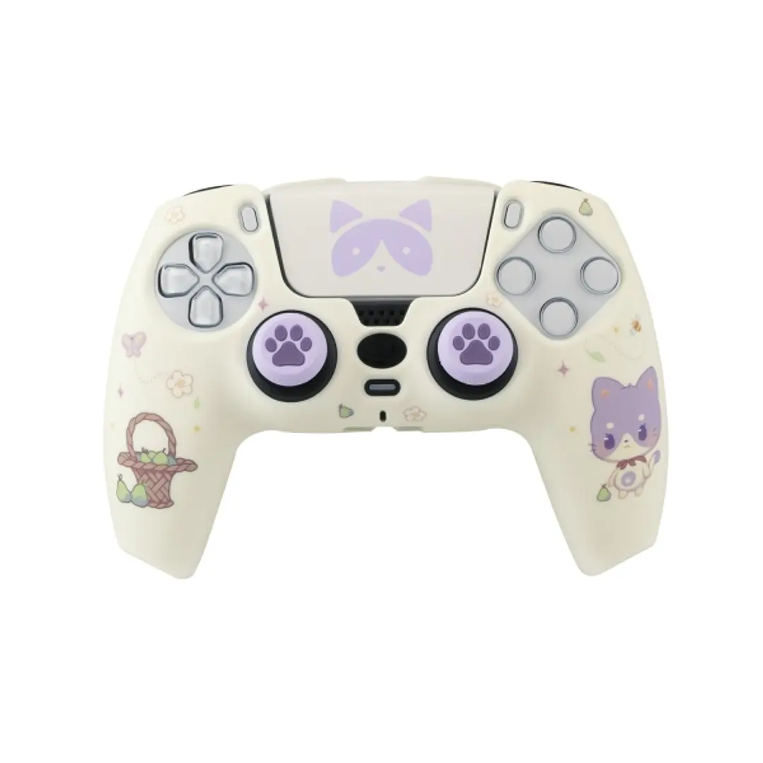 FR-TEC Maneki Tanooki Pack para Mando PS5 de Carcasa Rigida + Sticker para el Touchpad + Grips - Mejora el Agarre y la Sensacion de Tacto 1