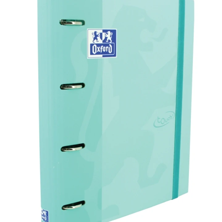 Oxford Europeanbinder Touch A4+ Carpeta de Anillas con Recambio Cuadricula 5x5 - Tapa Extradura - Cierre con Goma Elastica - Color Ice Mint Pastel 1