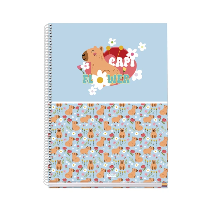 Dohe Capi Flower Cuaderno de Espiral Metalica - Formato A4 - 100 Hojas Offset de 90g - 5x5mm - Microperforadas - Banda de Color - Tapa Dura Plastifica 1