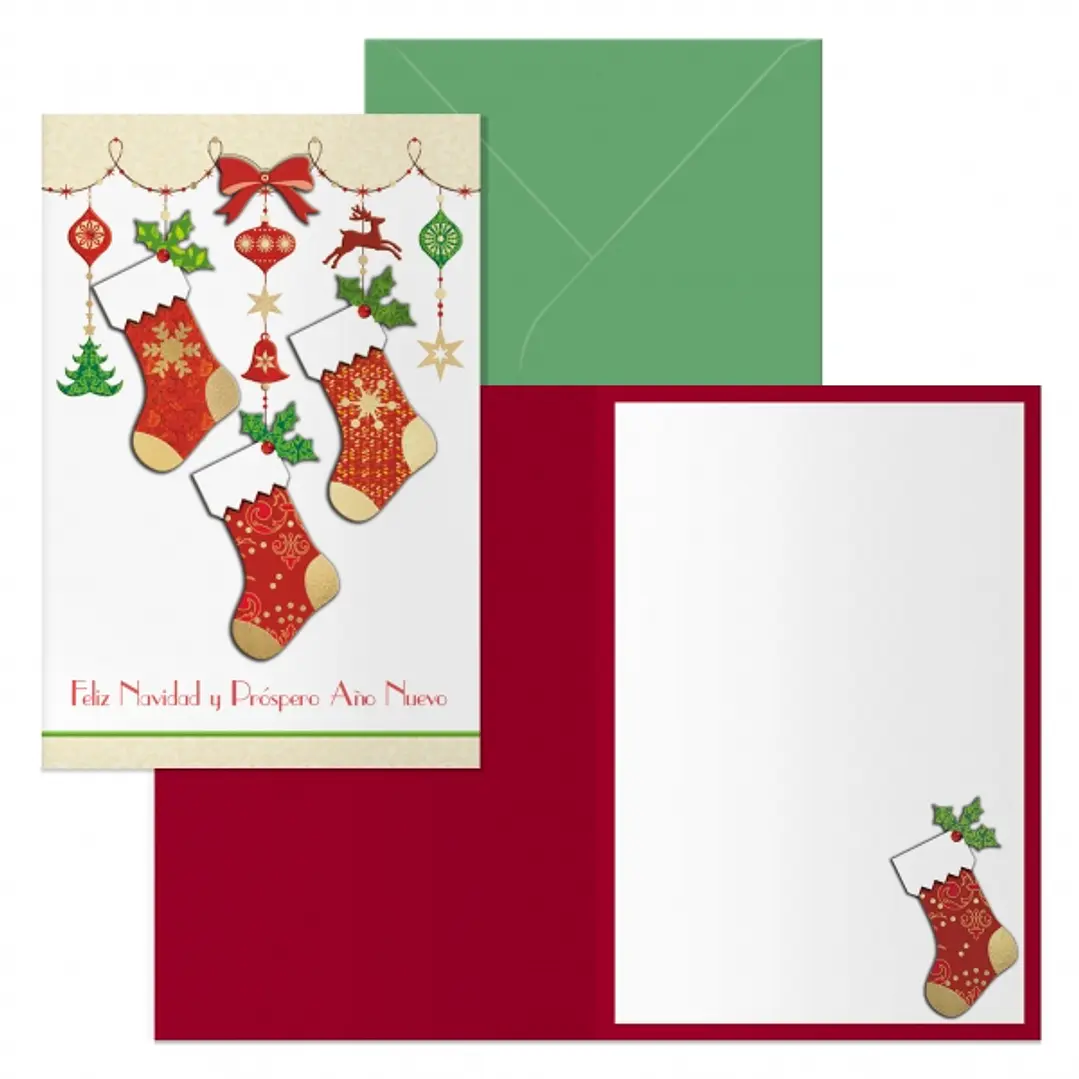 Dohe Calcetines Pack de 6 Tarjetas de Felicitacion Navideña con Sobre - Tamaño Cerrada 11.5x17cm, Abierta 23x17cm - Papel Offset - Impresas a todo Col 1