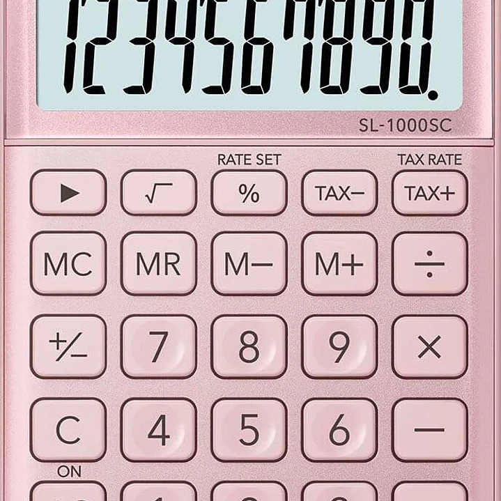 Casio SL-1000SC Calculadora de Bolsillo - Pantalla Extragrande de 10 Digitos - Alimentacion Solar y Pilas - Color Rosa 1