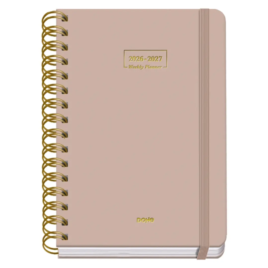 Dohe Premium Agenda Escolar 26/27 - Formato A5 - Dia Pagina - Papel Offset Ahuesado 80g - Cubierta de Carton Plastificado - Espiral Metalica Doble - G 1