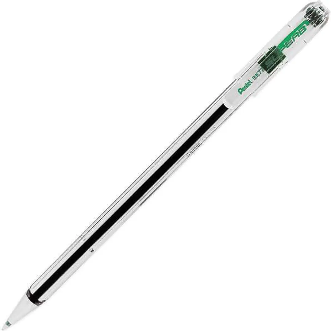 Pentel SuperB Boligrafo de Bola - Punta Fina 0.7mm - Trazo 0.35mm - Tinta con Base de Aceite - Color Verde 1