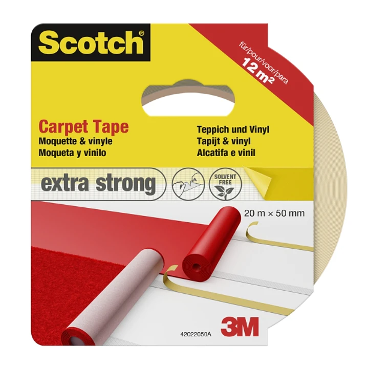 Scotch Cinta Adhesiva para Moqueta - Extrafuerte - 50mm x 20m - Color Blanco 1