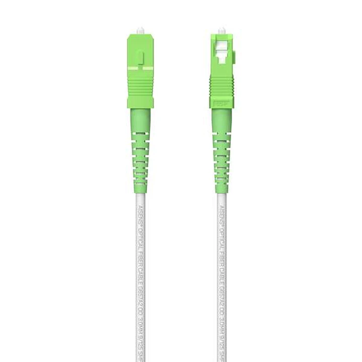 Aisens Cable Fibra Optica Latiguillo G657A2 3.0 9/125 SMF Simplex CPR Dca LSZH - SC/APC-SC/APC - 60m - Color Blanco 1