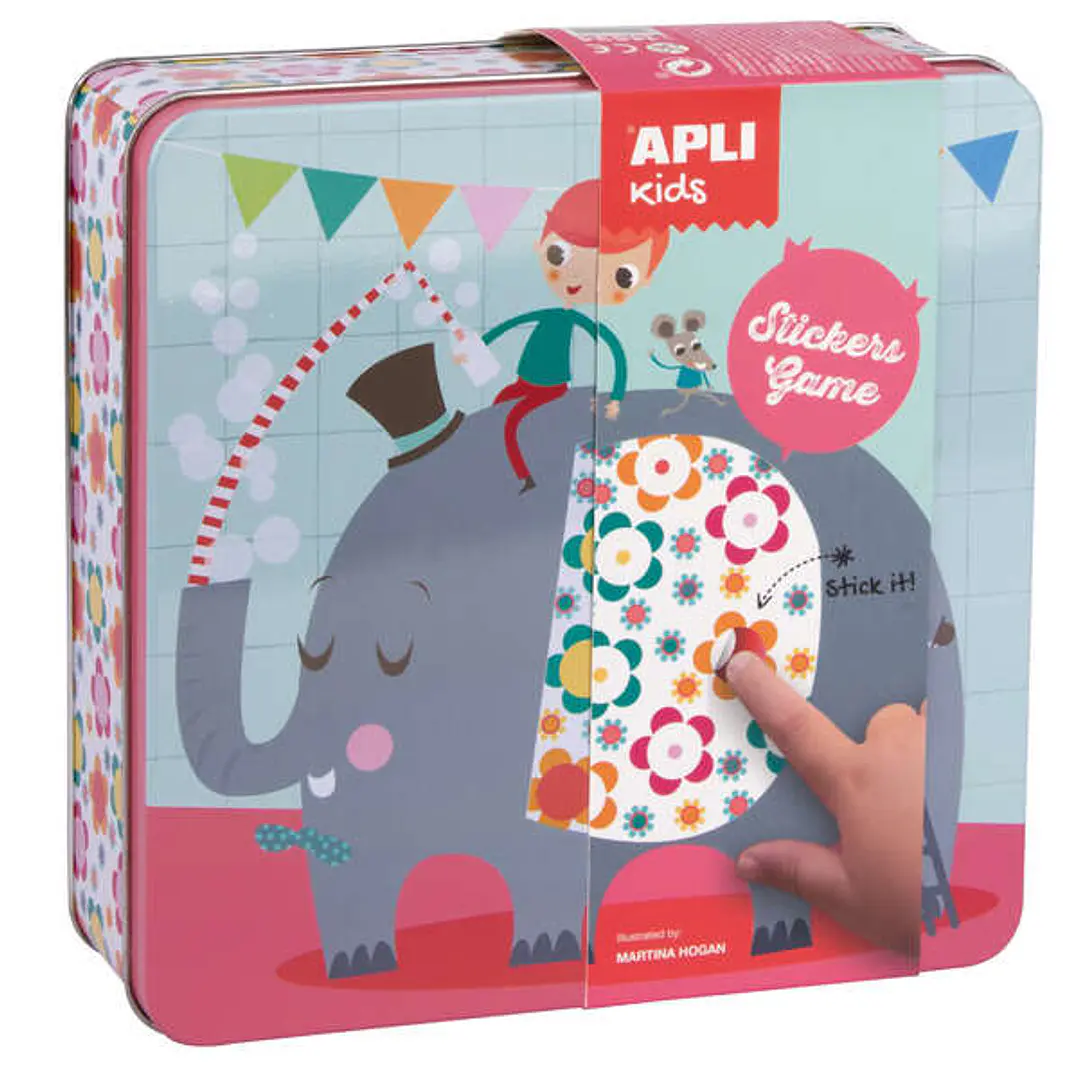 Apli Kids Juego de Gomets Elefante - 16 Laminas para Rellenar con Gomets - 10 Hojas de Gomets Removibles de Formas Geometricas - Alto Valor Didactico  1