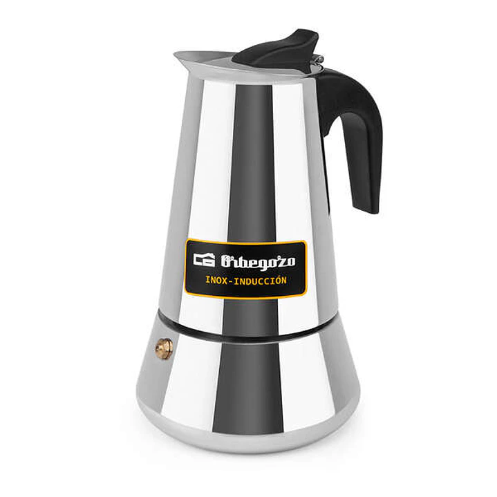 Orbegozo KFI 660 Cafetera Italiana de Acero Inoxidable - Capacidad para 6 Tazas - Compatible con Diferentes Tipos de Cocinas - Asa Ergonomica para un  1