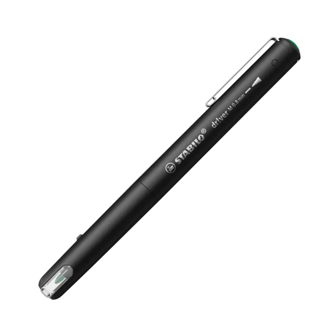 Stabilo Dr!ver Rotulador de Punta Media 0.8mm - Tinta a Prueba de Manchas, Inodora y con Base al Agua - Fabricado con 94% de Bioplastico - Color Verde 1