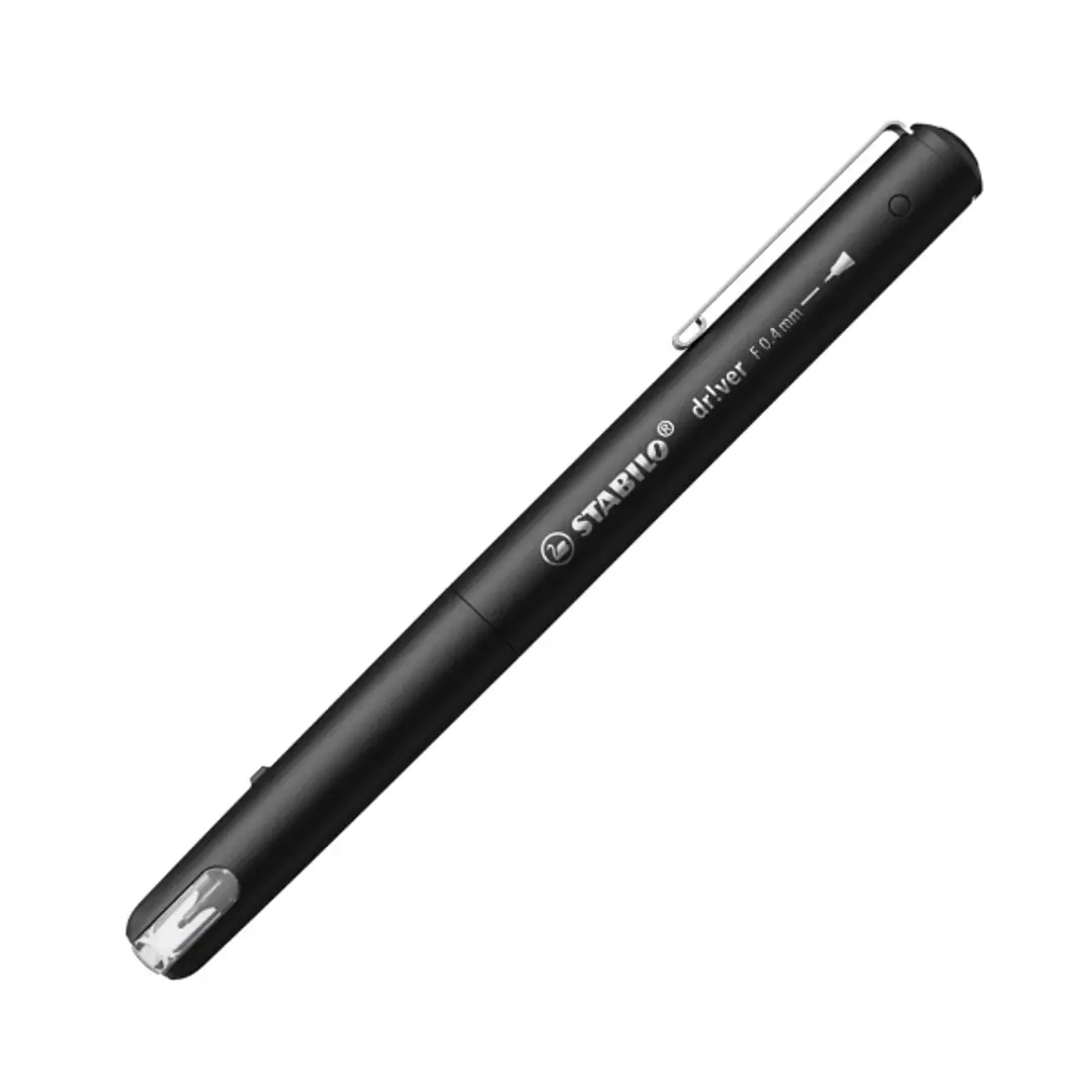 Stabilo Dr!ver Rotulador de Punta Fina 0.4mm - Tinta a Prueba de Manchas, Inodora y con Base al Agua - Fabricado con 94% de Bioplastico - Color Negro 1
