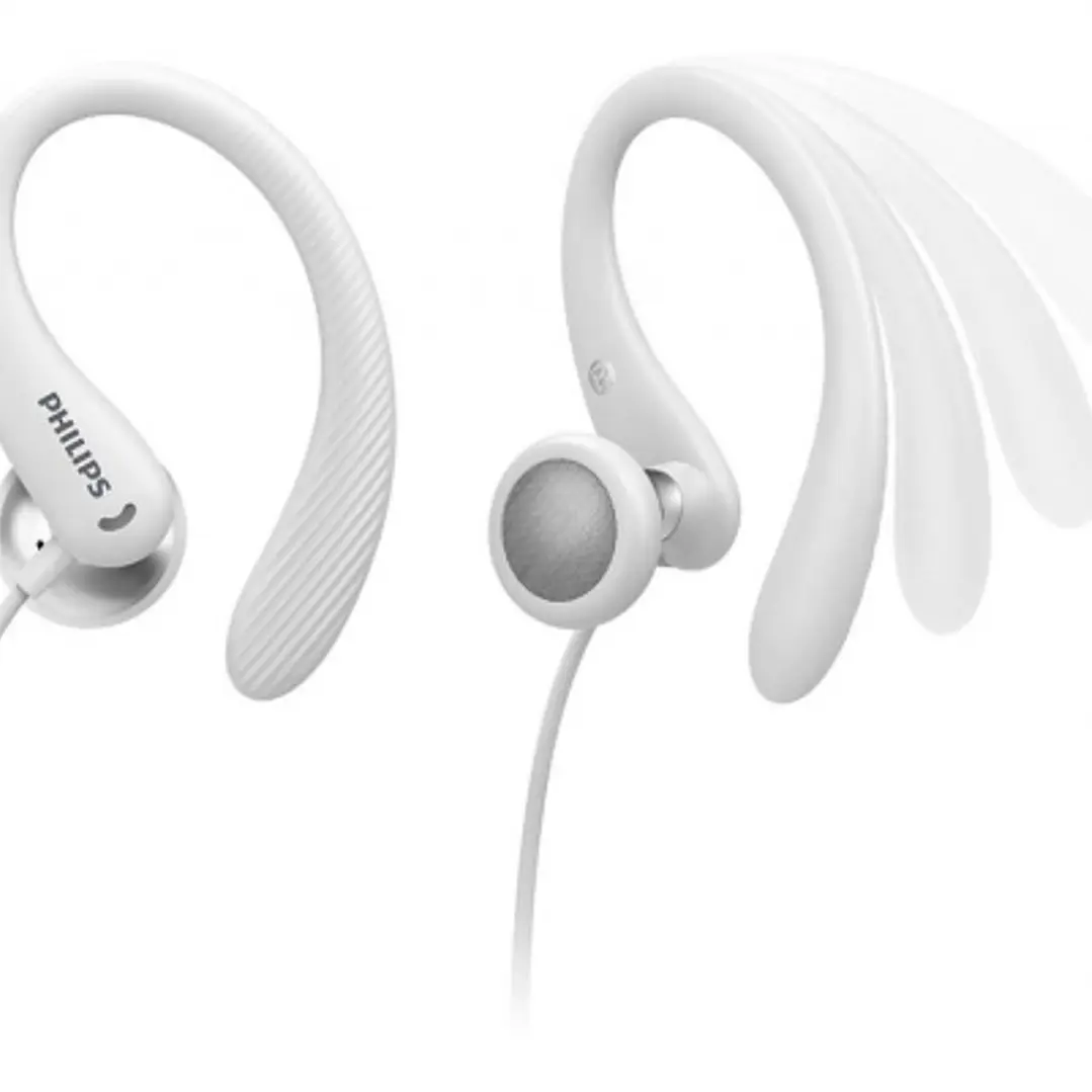 Philips Auriculares Intraurales Deportivos - Cable de 1.2m - Jack 3.5mm - IPX2 - Microfono Integrado - Gancho de Oreja - Altavoz 15mm - Boton Multifun 1