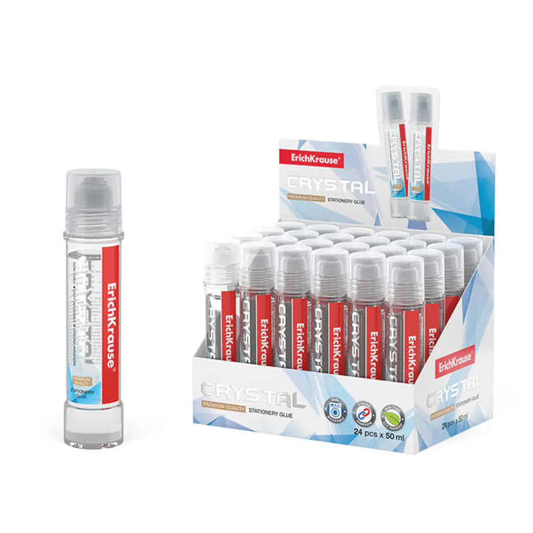 Erichkrause Crystal - Pegamento de Oficina de Alta Transparencia - Aplicador de Silicona Suave - No Toxico - Resistente al Frio - Color Transparente 1