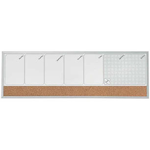 Nobo Planificador Semanal de Pizarra Magnetica Pequeña 585x190mm - Tira de Corcho - Almohadillas Adhesivas e Imanes para Montaje - Incluye Rotulador