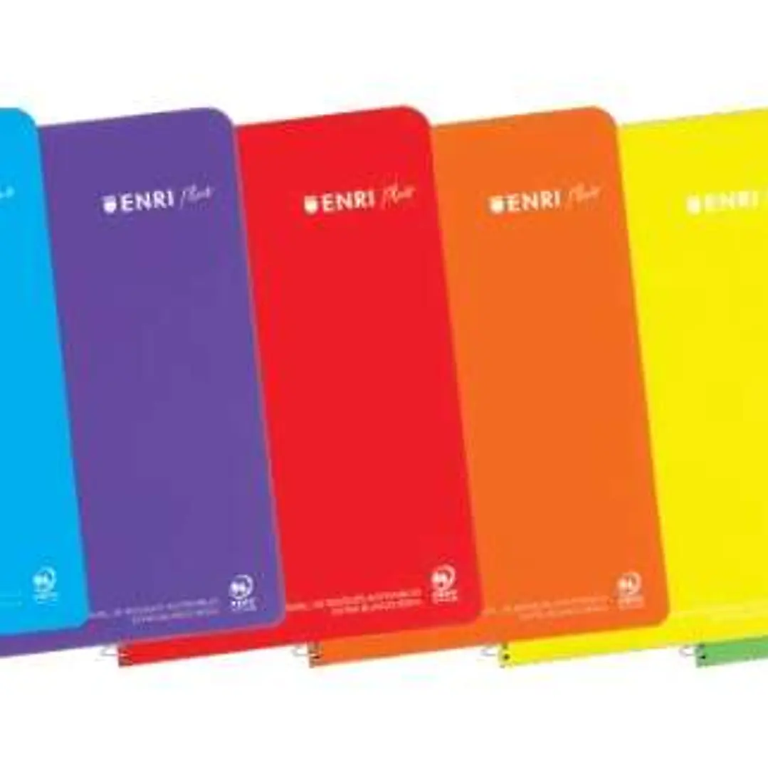 Enri Plus Cuaderno Espiral Formato Folio Cuadriculado 5x5mm - 80 Hojas 90gr con Margen - Cubierta de Plastico - Colores Surtidos 1